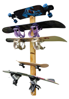 Log Snow Board and Skateboard Racks