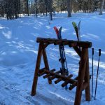 Freestanding Outdoor Wood Ski Rack